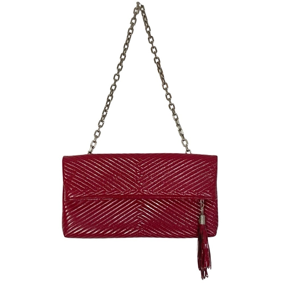 Cole Haan Laury Quilted Patent Leather Purse Handbag Ruby Red Shoulder Bag New